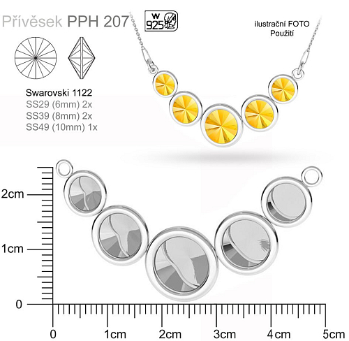 Přívěsek MĚSÍC pro Swarovski 1122 velikost 6mm, 8mm a 10mm ozn. PPH 207. Materiál STŘÍBRO AG925.váha 3,8g.