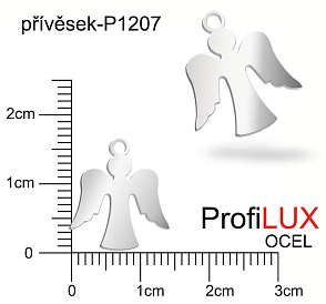 Přívěsek Ocel ozn-P1207 ANDĚL velikost 16x15mm. Řada přívěsků ProfiLUX