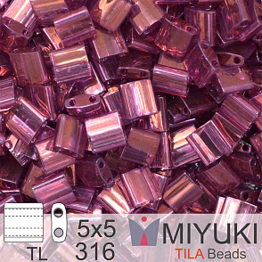 Korálky MIYUKI tvar TILA BEADS velikost 5x5mm. Barva TL316 Light Amethyst Gold Luster. Balení 5g.