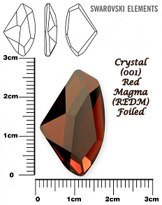 SWAROVSKI ELEMENTS 4756 barva CRYSTAL (001) RED MAGMA (REDM) velikost 27x16mm.