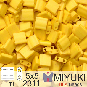 Korálky MIYUKI tvar TILA BEADS velikost 5x5mm. Barva TL 2311 Matte Opaque Canary. Balení 5g.