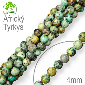 Korálky z minerálů Africký Tyrkys přírodní polodrahokam. Velikost pr.4mm. Balení 18Ks.