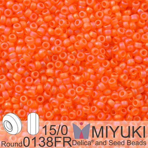 Korálky Miyuki Round 15/0. Barva 0138FR  Matte Tr Orange AB. Balení 5g