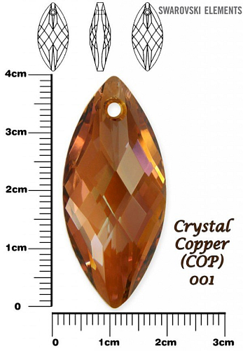 SWAROVSKI Navette Pendant barva CRYSTAL COPPER velikost 40x18mm.