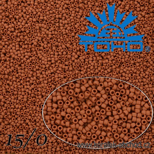 Korálky TOHO tvar ROUND (kulaté). Velikost 15/0. Barva č. 46LF-Opaque-Frosted Terra Cotta. Balení 5g.