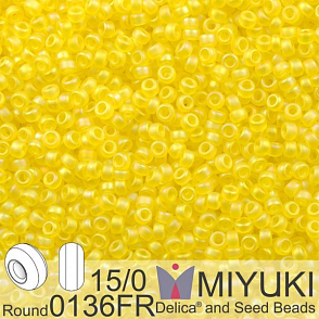 Korálky Miyuki Round 15/0. Barva 0136FR Matte Tr Yellow AB. Balení 5g