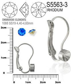 Náušnice na komponenty SWAROVSKI 1088 XIRIUS SS19. Ozn.S5563-3. Barva rhodium.