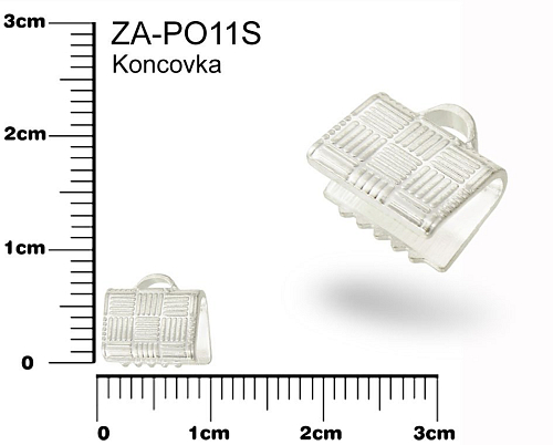 Koncovka zubatá  ZA-PO11S. Barva pokov stříbrná velikost 8x7mm.