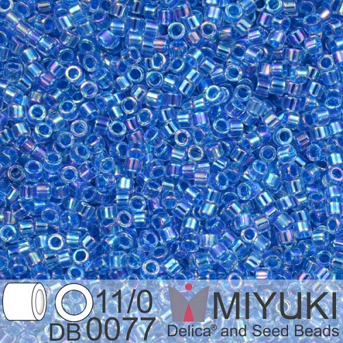 Korálky Miyuki Delica 11/0. Barva Blue Lined Crystal AB  DB0077. Balení 5g.
