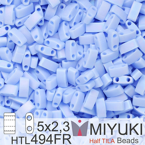 Korálky Miyuki Half Tila. Barva Matte Opaque Light Periwinkle AB HTL 494FR. Balení 3g.