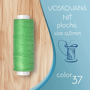 Voskovaná nit 0,8mm PLOCHÁ cívka 30m barva č.37 Fluorescent Green