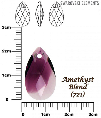 SWAROVSKI Pear-Shaped 6106 barva AMETHYST BLEND velikost 22mm.