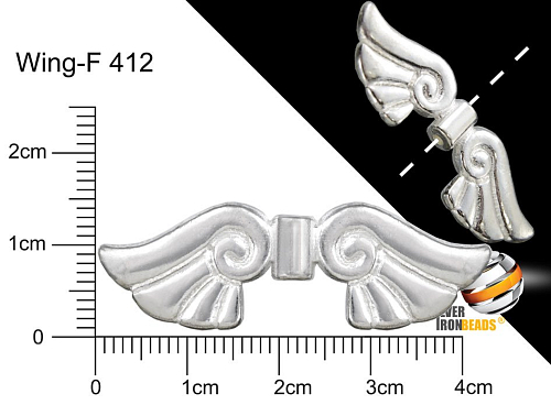 Přívěsek ANDĚLSKÉ KŘÍDLO . Ozn.-WING F412 v stříbrné barvě Velikost 44x14mm.