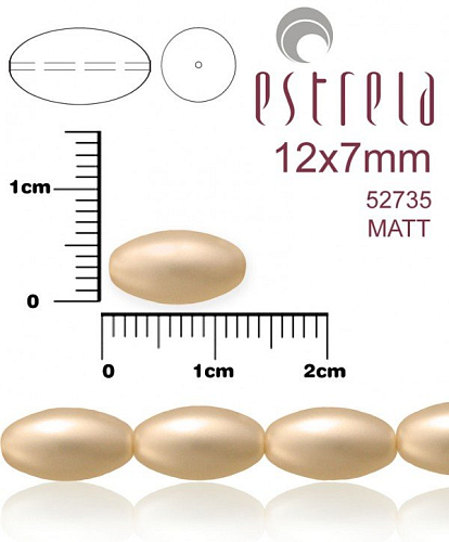 VOSKOVANÉ korále tvar ovál. Velikost 12x7mm. Barva 52735 MATT (matná meruňková). Balení 10ks na návleku. 