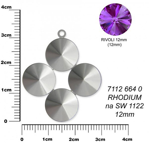 PŘÍVĚSEK na RIVOLKY 4x ozn.-7112-664-0. Barva rhodium.