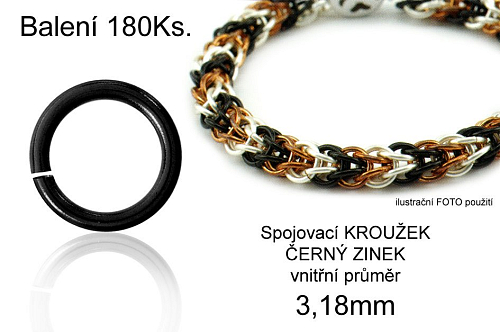 Spojovací KROUŽEK balení. Průměr vnitřní 3,18mm. Tl.0,8mm. Balení 180ks. Barva ANTRACIT. 