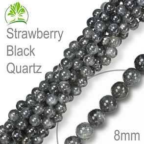 Korálky z minerálů Strawberry Black Quartz přírodní polodrahokam. Velikost pr.8mm. Balení 10Ks.