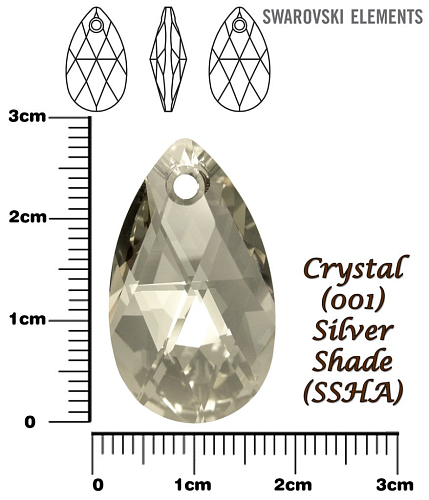 SWAROVSKI Pear-Shaped 6106 barva CRYSTAL SILVER SHADE velikost 28mm.