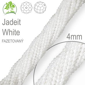 Korálky z minerálů Jadeit White Fazetovaný polodrahokam. Velikost pr.4mm. Balení 95Ks.