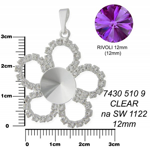 KYTKA S ZIRKONY na RIVOLKU 12mm .. Barva stříbrná. Ozn-7430-510-9. 