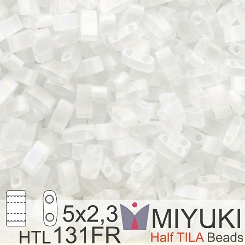 Korálky Miyuki Half Tila. Barva Matte Tr Crystal AB  HTL 131FR. Balení 3g.