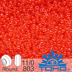 Korálky TOHO tvar ROUND (kulaté). Velikost 11/0. Barva č. 803-Luminous Neon Salmon . Balení 8g.