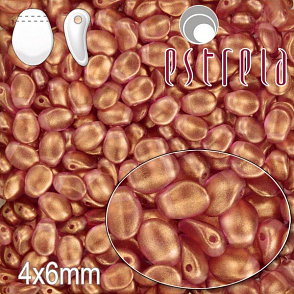 MAČKANÉ korále tvar OKVĚTNÍ LUPEN Velikost 4x6mm. Barva FIALOVÁ s měděným pokovem 29259. Balení 25ks na návleku. 