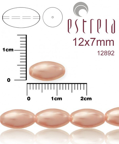 VOSKOVANÉ korále tvar ovál. Velikost 12x7mm. Barva 12892 (růžová). Balení 10ks na návleku. 