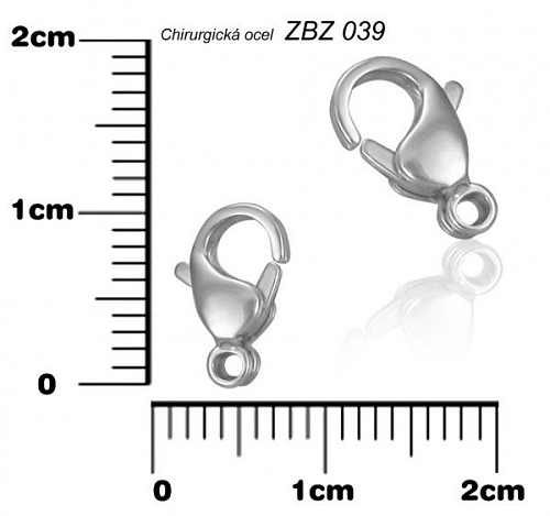 KARABINKA chirurgická ocel. Ozn. ZBZ 039. Velikost 10,8mm. 