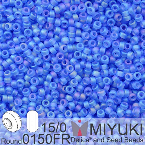 Korálky Miyuki Round 15/0. Barva 0150FR Matte Tr Sapphire AB. Balení 5g.