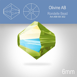 PRECIOSA Bicone MC BEAD (sluníčko) velikost 6mm. Barva OLIVINE Aurore Boreale. Balení 21ks .