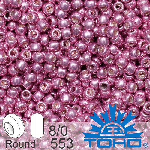 Korálky TOHO tvar ROUND (kulaté). Velikost 8/0. Barva č. 553 Galvanized Pink Lilac. Balení 10g.