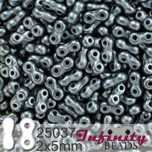 Korálky INFINITY velikost 2x5mm. Barva 25037 voskovaná HEMATITOVÁ. Balení 10g