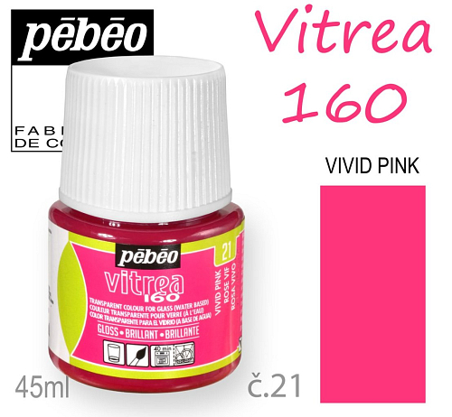 Barva na sklo VITREA 160- vypalovací č.21 VIVID PINK objem 45ml.