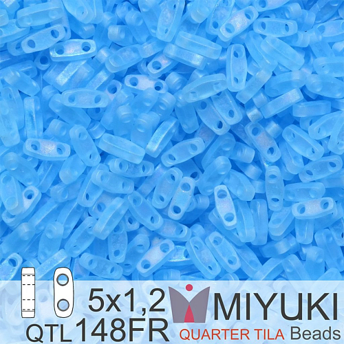 Korálky Miyuki QuarterTila. Barva Matte Transparent Aqua AB QTL 148FR Balení 3g