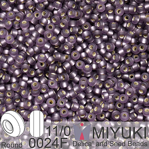 Korálky Miyuki Round 11/0. Barva 0024F Matte Silverlined Amethyst. Balení 5g.