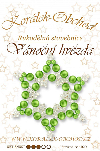 Stavebnice VÁNOČNÍ HVĚZDA ozn.029. Stavebnice obsahuje korálky+návod na 2Ks vánočních hvězd.