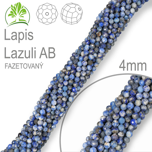 Korálky z minerálů  Lapis Lazuli AB Fazetovaný přírodní polodrahokam. Velikost pr.4mm. Balení 90Ks.