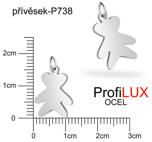 Přívěsek Chirurgická Ocel ozn-P738 MEDVĚD velikost 12x16mm. Řada přívěsků ProfiLUX