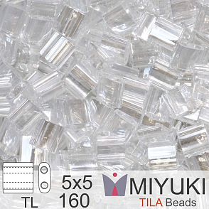 Korálky MIYUKI tvar TILA BEADS velikost 5x5mm. Barva TL-160 Crystal Luster. Balení 5g.