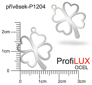 Přívěsek Ocel ozn-P1204 ČTYŘLÍSTEK velikost 23x18mm. Řada přívěsků ProfiLUX