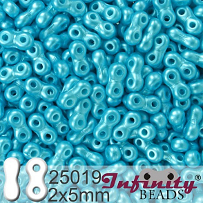 Korálky INFINITY velikost 2x5mm. Barva 25019 voskovaná AQUA. Balení 10g.