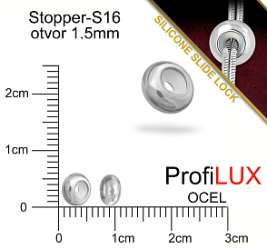 Stopper CHIRURGICKÁ OCEL ozn.-S16. velikost pr.6,0x3,2mm. Otvor 1,5mm.