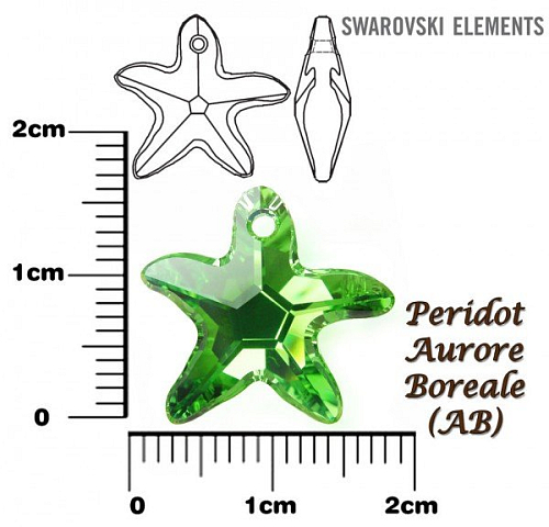 SWAROVSKI Starfish Pendant barva PERIDOT AURORE BOREALE velikost 16mm.