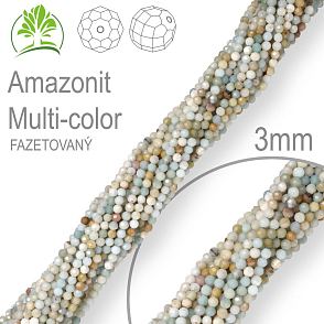 Korálky z minerálů Amazonit Multi-color Fazetovaný polodrahokam. Velikost pr.3mm. Balení 130Ks.