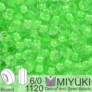 Korálky Miyuki Round 6/0. Barva 1120 Luminous Mint Green. Balení 5g