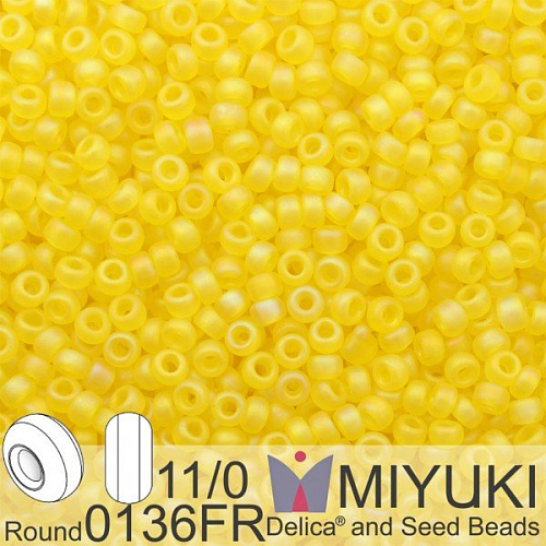 Korálky Miyuki Round 11/0. Barva 0136FR Matte Tr Yellow AB . Balení 5g.