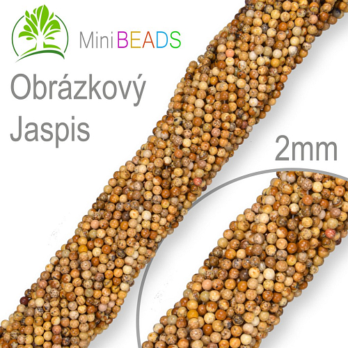 Korálky Mini BEADS z minerálů Obrázkový Jaspis  přírodní polodrahokam. Velikost pr.2mm. Balení 185Ks.