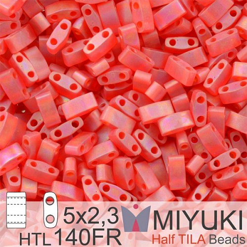 Korálky Miyuki Half Tila. Barva Matte Tr Red Orange AB HTL 140FR. Balení 3g.