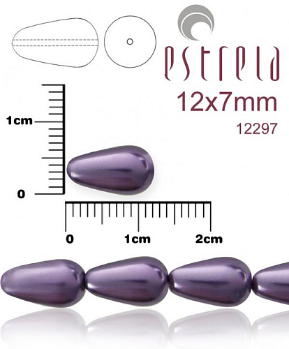 VOSKOVANÉ korále tvar kapka. Velikost 12x7mm. Barva 12297 (fialová). Balení 10ks na návleku. 